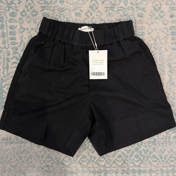 Everlane The Easy Short Black Pull-on Cotton Shorts Small NWT Elastic Waistband - Picture 1 of 6